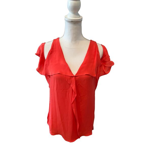 Kobi Halperin Nellie Cut Out Detail Flutter Sleeve Silk Top Poppy S - Picture 3 of 8